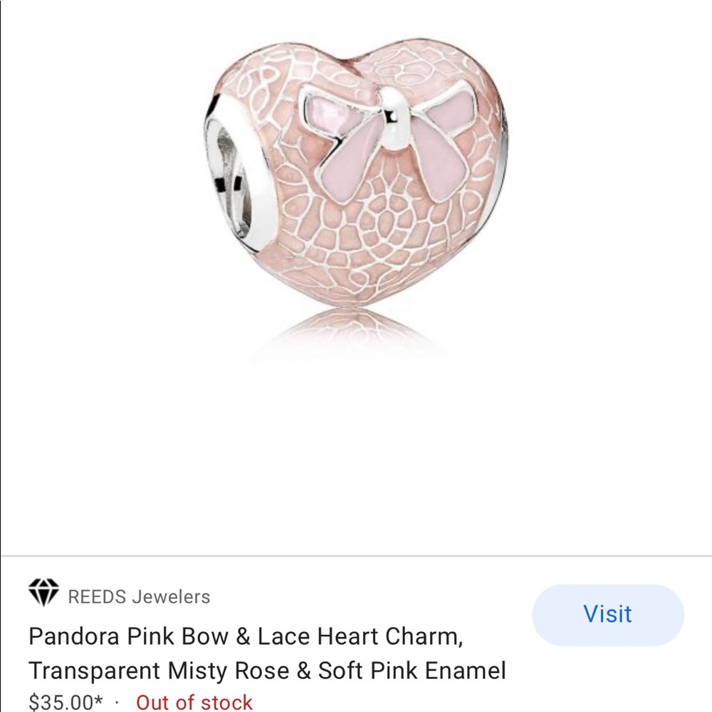 Authentic Pandora Pink Bow and Lace Charm